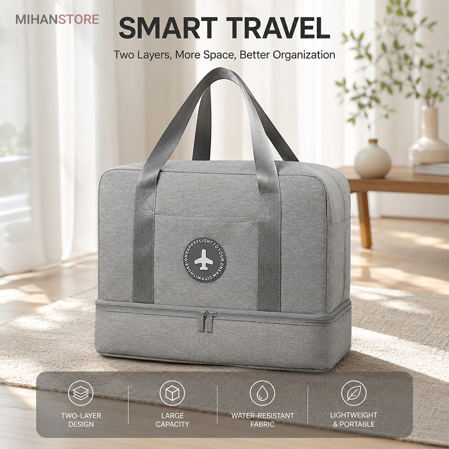 عکس ساک مسافرتی لباس و کفش برزنتی TRAVEL BAG
