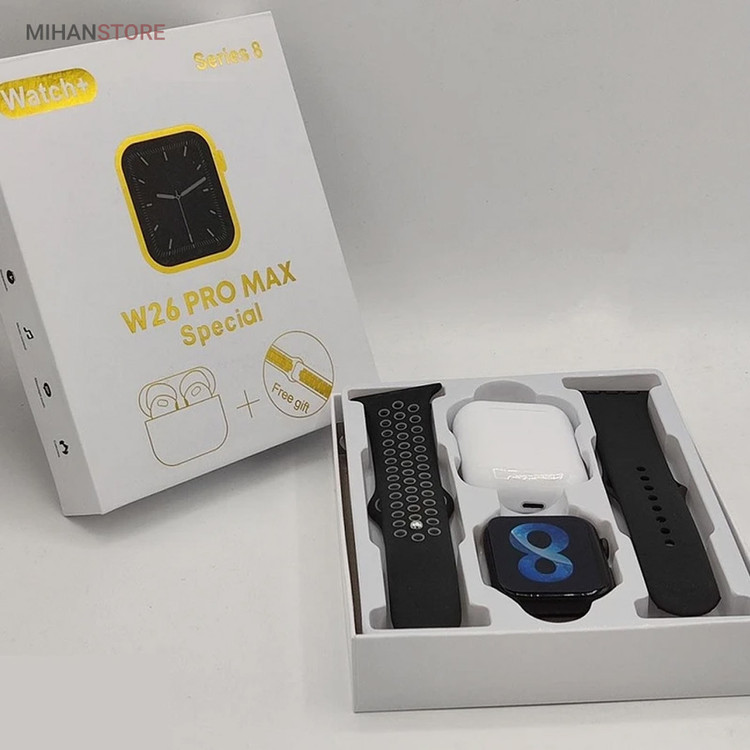 ساعت هوشمند و هندزفری بلوتوث W26 Pro Max