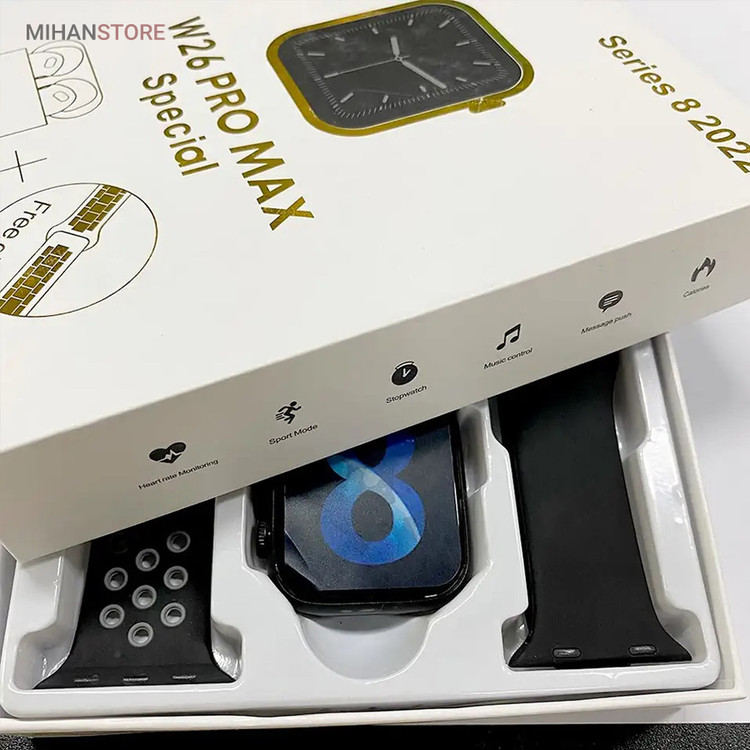 ساعت هوشمند و هندزفری بلوتوث W26 Pro Max