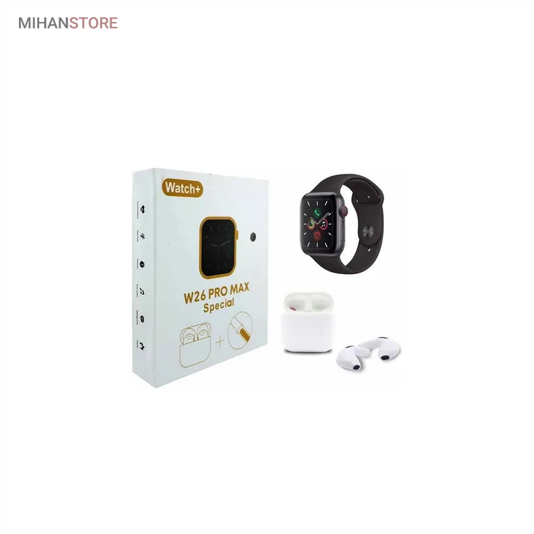 ساعت هوشمند و هندزفری بلوتوث W26 Pro Max