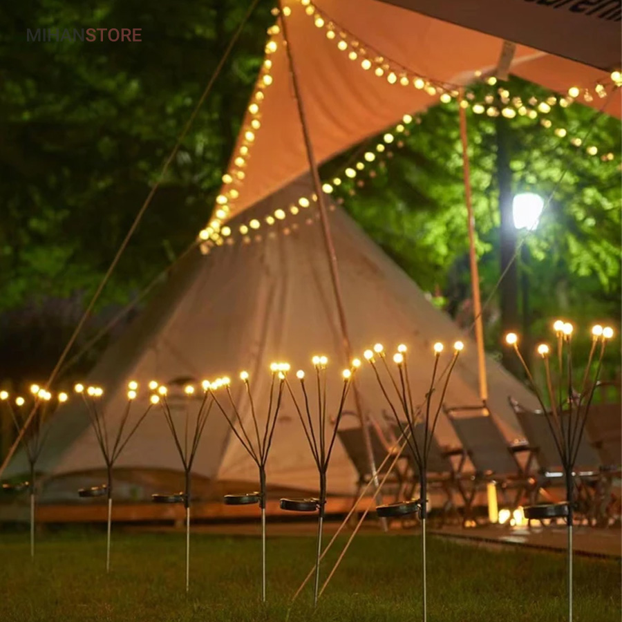 چراغ خورشیدی باغچه مدل گل شب تاب