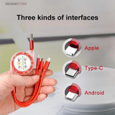 کابل فست شارژ USB جمع شو 3in1