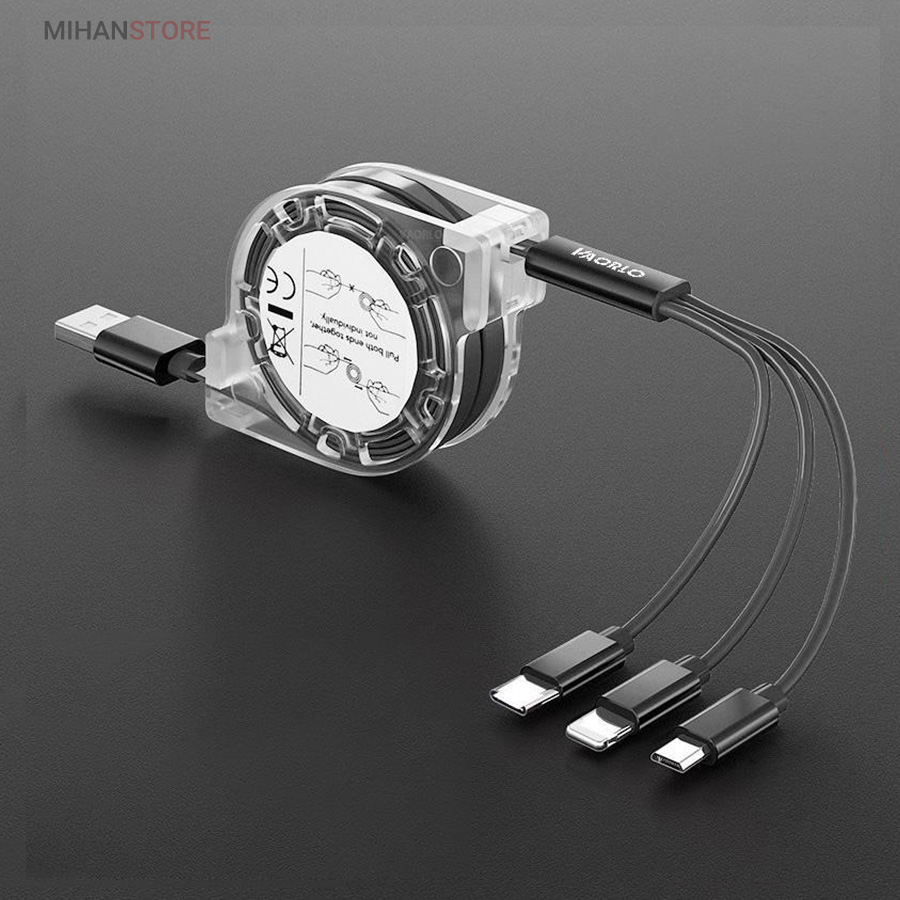 کابل فست شارژ USB جمع شو 3in1