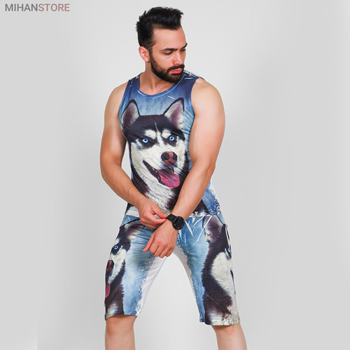 عکس ست رکابی و شلوارک مردانه Siberian Husky